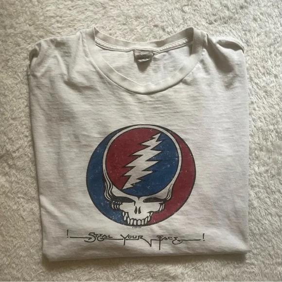 T-Shirt # S Unisex Grey # Steal Your Face Classic: Grateful Dead